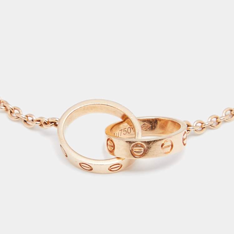Pre Owned Cartier Love Interlocking Loop 18K Rose Gold Link Bracelet