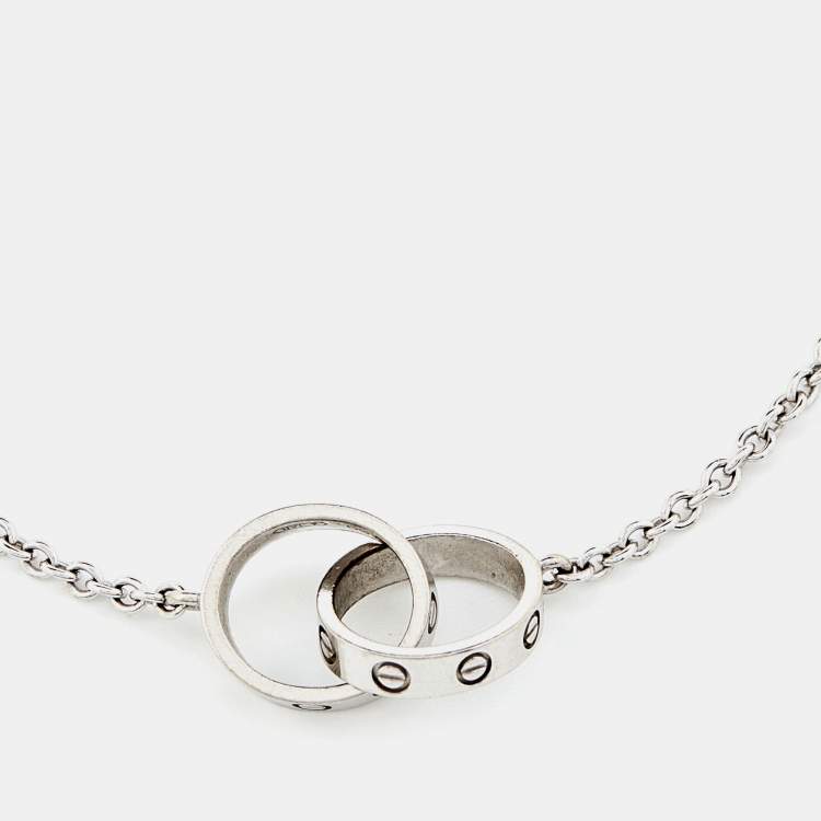 Pre Owned Cartier Love Interlocking Loop 18K White Gold Bracelet