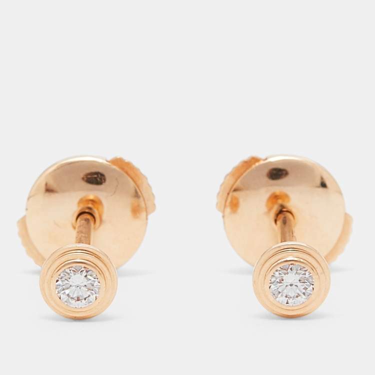 Cartier D'Amour Diamond 18K Rose Gold XS Model Stud Earrings