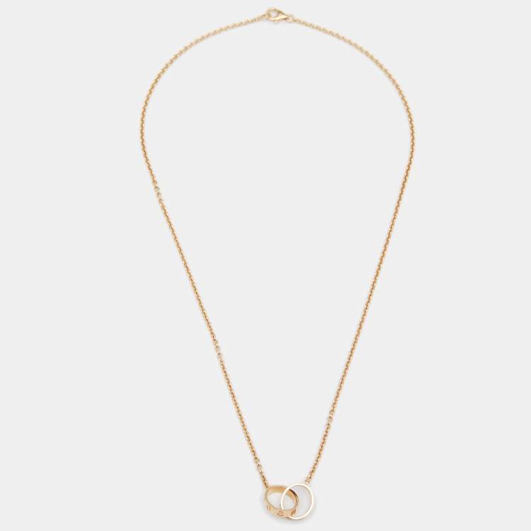 Pre Owned Cartier Love Interlocking 2 Hoops 18K Yellow Gold Necklace