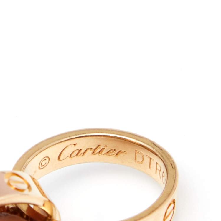 Pre Owned Cartier Love Interlocking 2 Hoops 18K Yellow Gold Necklace