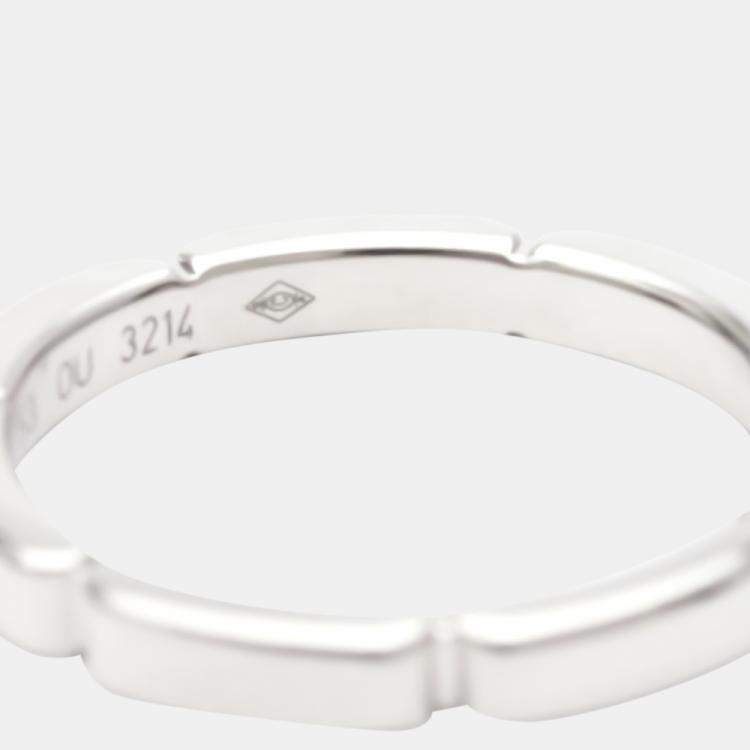 Pre Owned Cartier Maillon Panthere Wedding Band 18K White Gold Diamond Ring EU 53