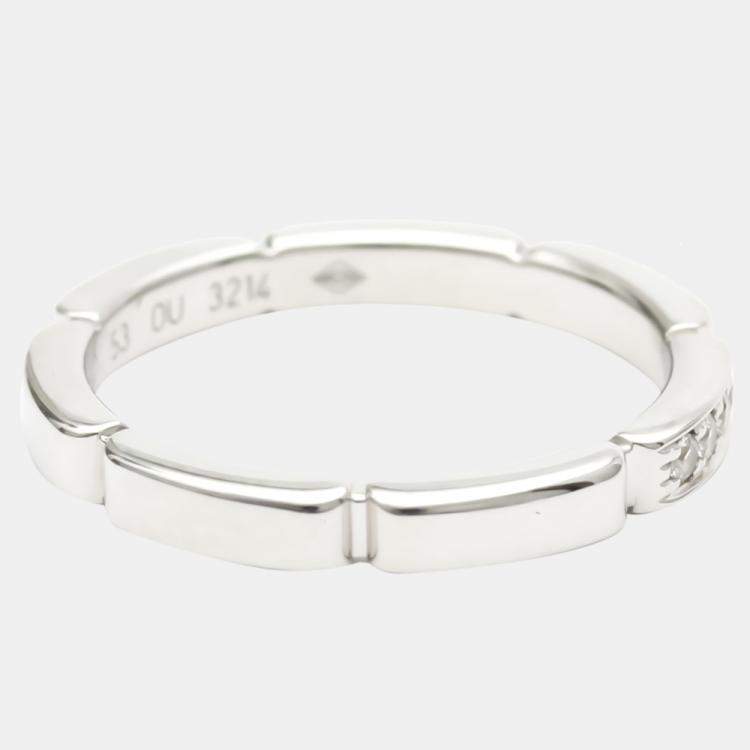 Pre Owned Cartier Maillon Panthere Wedding Band 18K White Gold Diamond Ring EU 53