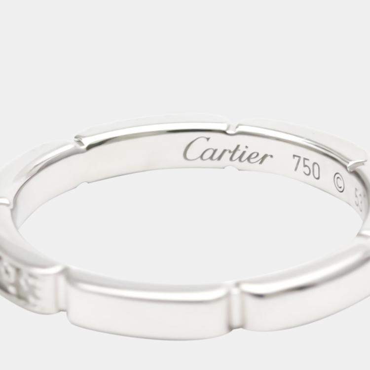 Pre Owned Cartier Maillon Panthere Wedding Band 18K White Gold Diamond Ring EU 53