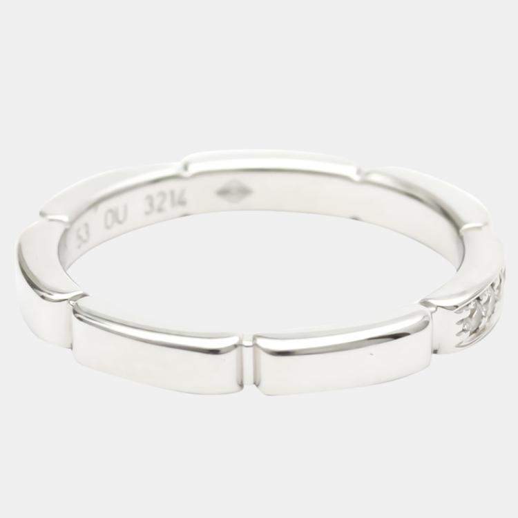 Pre Owned Cartier Maillon Panthere Wedding Band 18K White Gold Diamond Ring EU 53