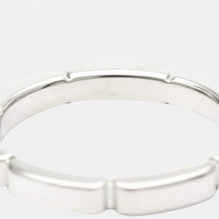 Pre Owned Cartier Maillon Panthere Wedding Band 18K White Gold Diamond Ring EU 53