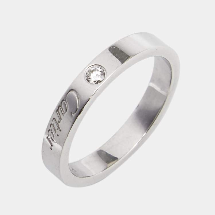 مملوكة مسبقًا Cartier C De Cartier 1 Diamond Platinum Band Ring Size 51