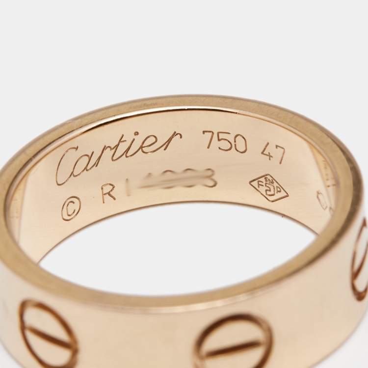 Pre Owned Cartier Love 18K Rose Gold Band Ring Size 47