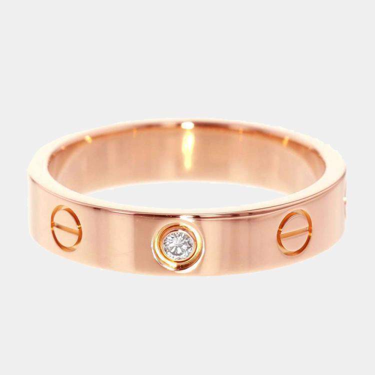 Pre Owned Cartier Love 18K Rose Gold Diamond Ring EU 52