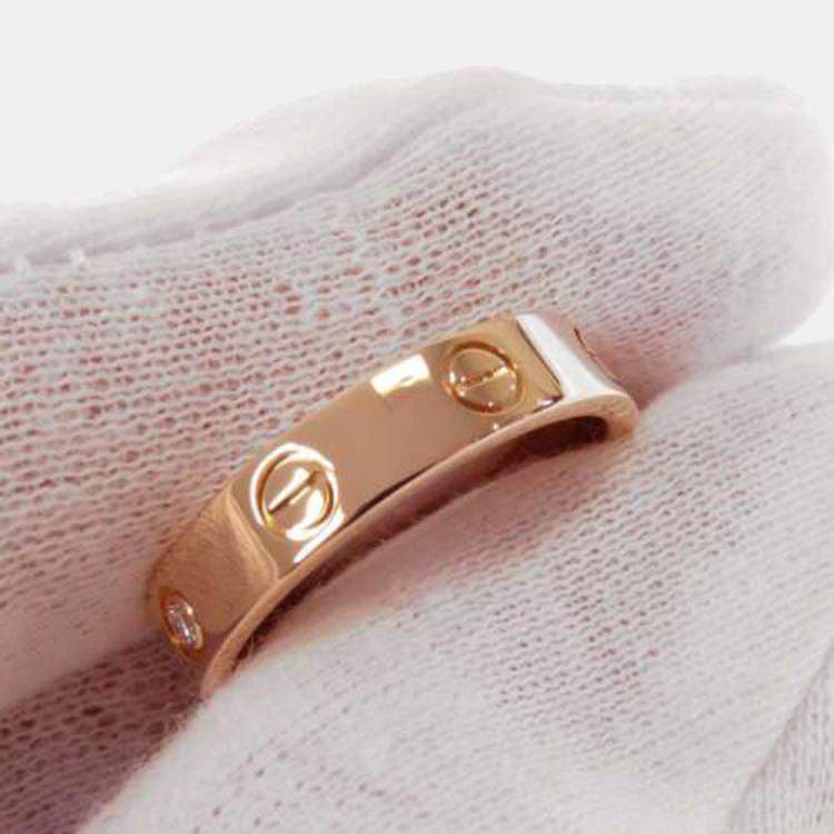 Pre Owned Cartier Love 18K Rose Gold Diamond Ring EU 52