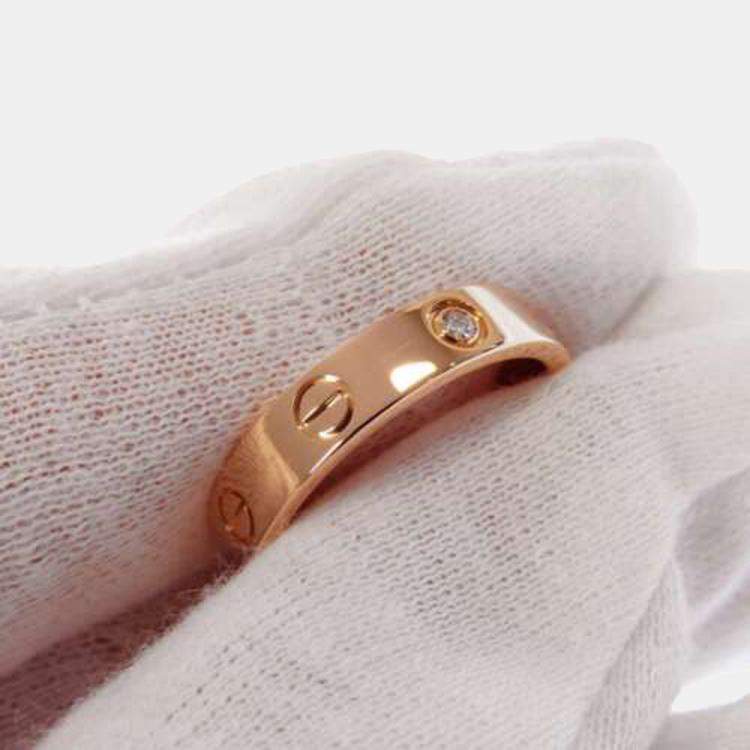 Pre Owned Cartier Love 18K Rose Gold Diamond Ring EU 52