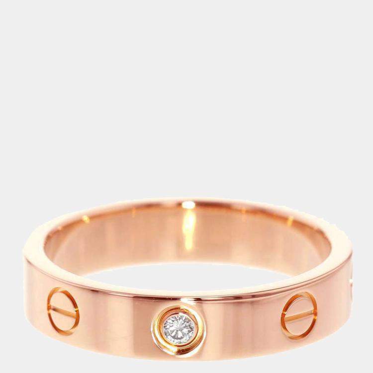 Pre Owned Cartier Love 18K Rose Gold Diamond Ring EU 52