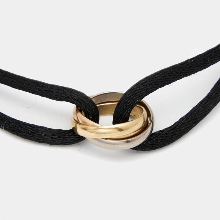Pre Owned Cartier Trinity 18k Three Tone Gold Adjustable Cord Bracelet