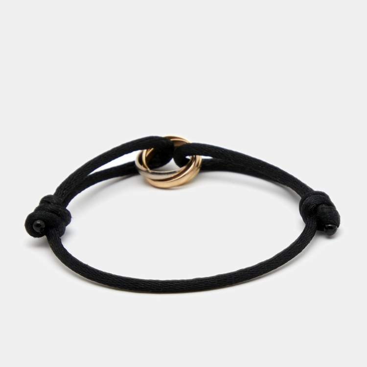 Pre Owned Cartier Trinity 18k Three Tone Gold Adjustable Cord Bracelet