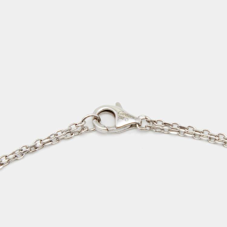 Pre Owned Cartier Love Diamonds 18k Two Tone Gold 3 Loop Double Chain Necklace