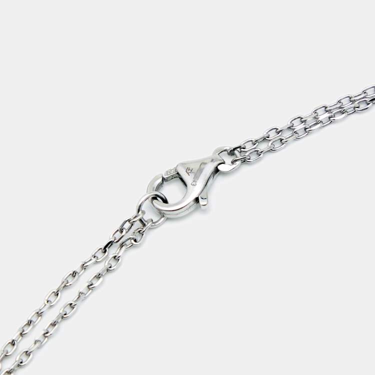 Pre Owned Cartier Love Diamonds 18k Two Tone Gold 3 Loop Double Chain Necklace