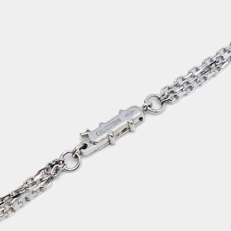 Pre Owned Cartier Trinity Diamonds Black Ceramic 18k White Gold Pendant Necklace