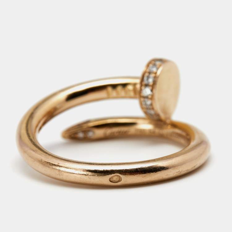 Pre Owned Cartier Juste Un Clou Diamonds 18k Rose Gold Ring Size 54