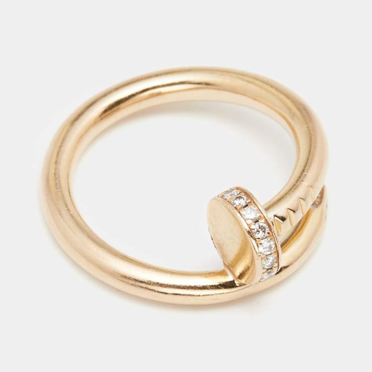 Pre Owned Cartier Juste Un Clou Diamonds 18k Rose Gold Ring Size 54