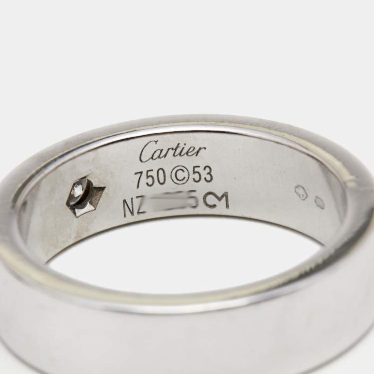 Pre Owned Cartier Love 1 Diamond 18k White Gold Ring Size 53