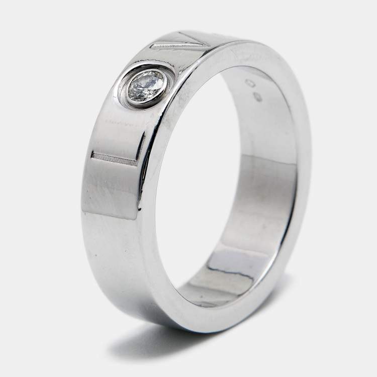 Pre Owned Cartier Love 1 Diamond 18k White Gold Ring Size 53