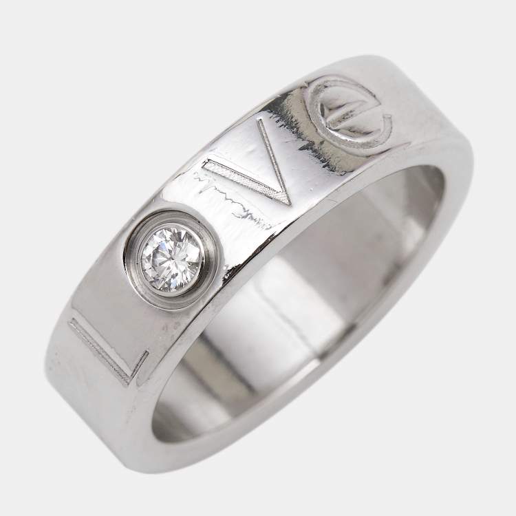Pre Owned Cartier Love 1 Diamond 18k White Gold Ring Size 53