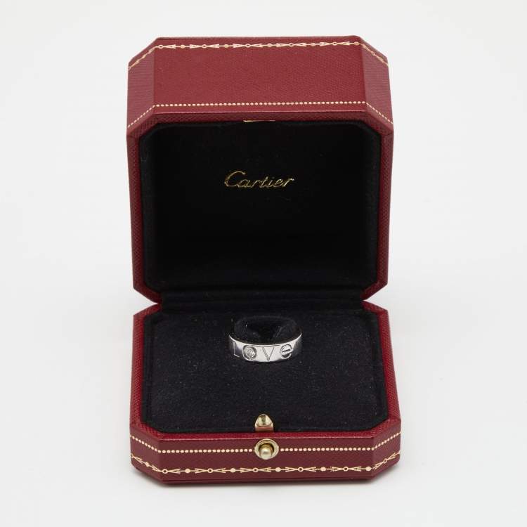 Pre Owned Cartier Love 1 Diamond 18k White Gold Ring Size 53