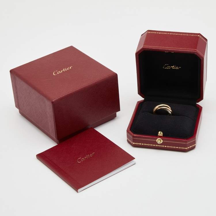 Pre Owned Cartier Trinity 18k Three Tone Gold Small Model Rolling Ring Size 53