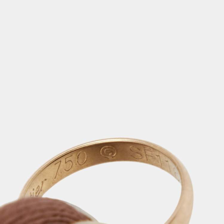 Pre Owned Cartier Trinity 18k Three Tone Gold Adjustable Brown Cord Bracelet