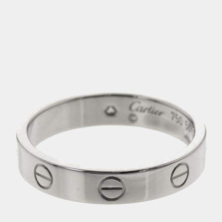 Pre Owned Cartier Love 18K White Gold Diamond Ring EU 56