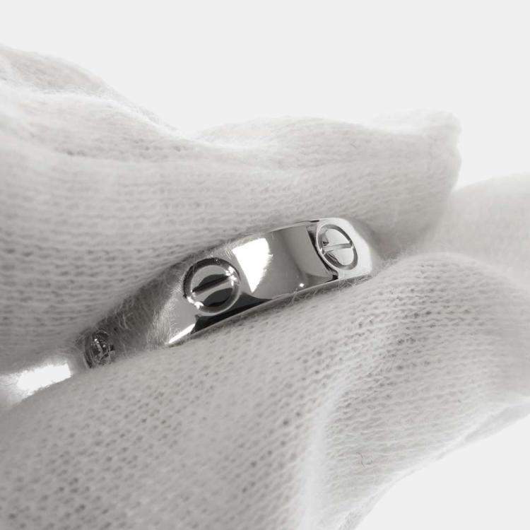 Pre Owned Cartier Love 18K White Gold Diamond Ring EU 56
