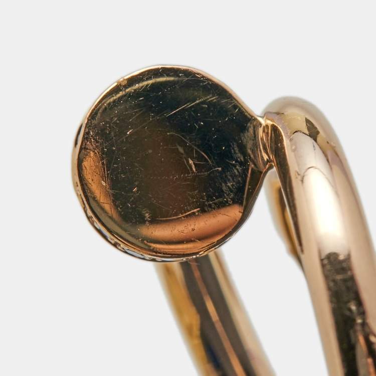 Pre Owned Cartier Juste Un Clou Diamond 18k Rose Gold Ring Size 50