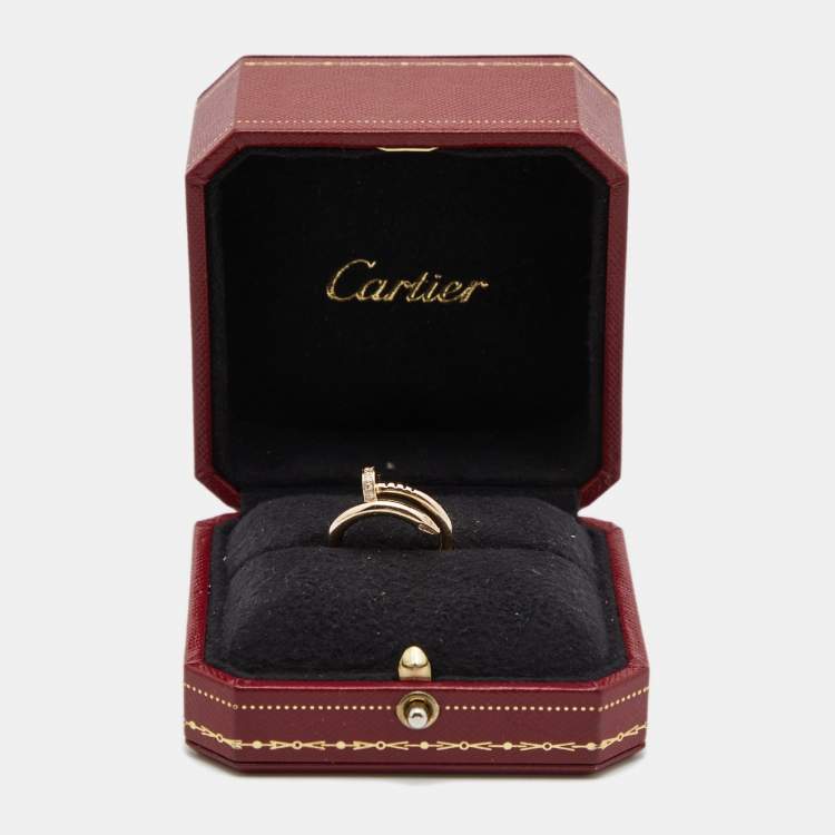 Pre Owned Cartier Juste Un Clou Diamond 18k Rose Gold Ring Size 50