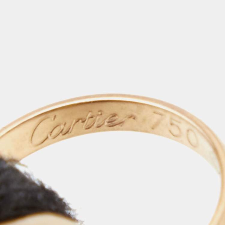 Pre Owned Cartier Trinity 18k Three Tone Gold Adjustable Black Cord Bracelet