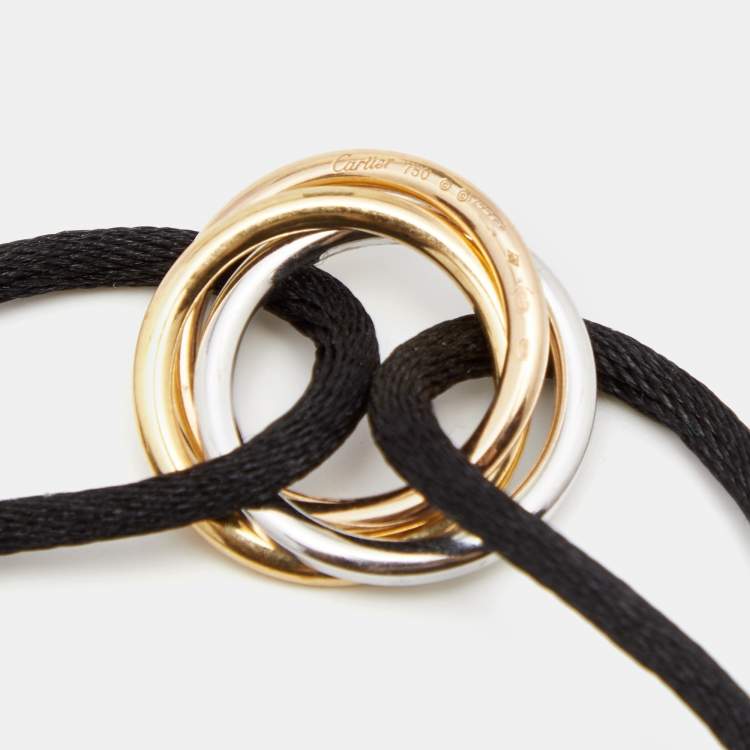Pre Owned Cartier Trinity Diamonds 18k Three Tone Gold Adjustable Cord Bracelet