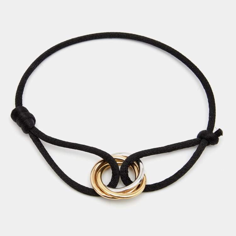 Pre Owned Cartier Trinity Diamonds 18k Three Tone Gold Adjustable Cord Bracelet