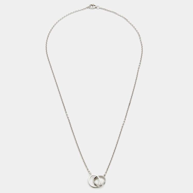 Pre Owned Cartier Love Interlocking Loops 18k White Gold Necklace