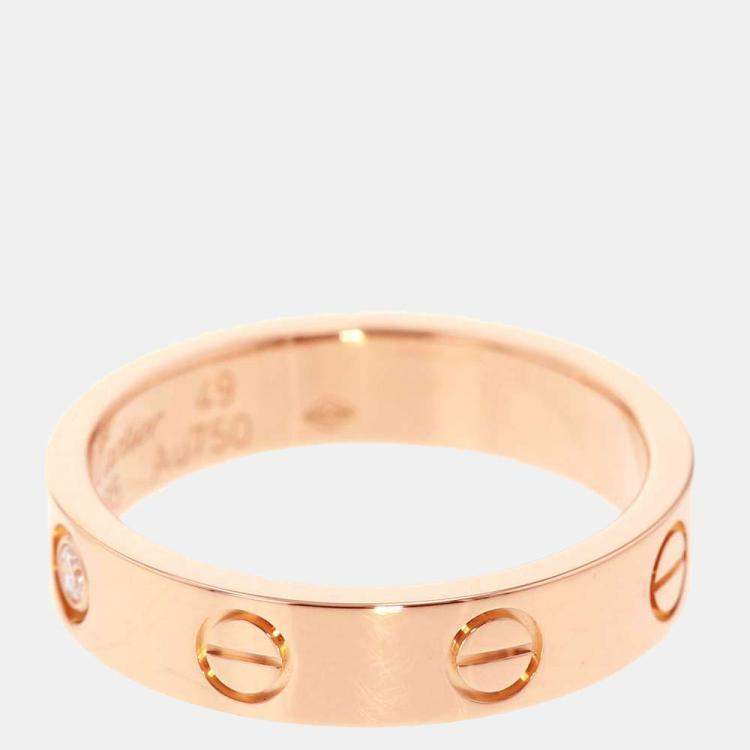 Pre Owned Cartier Love 18K Rose Gold Diamond Ring EU 49