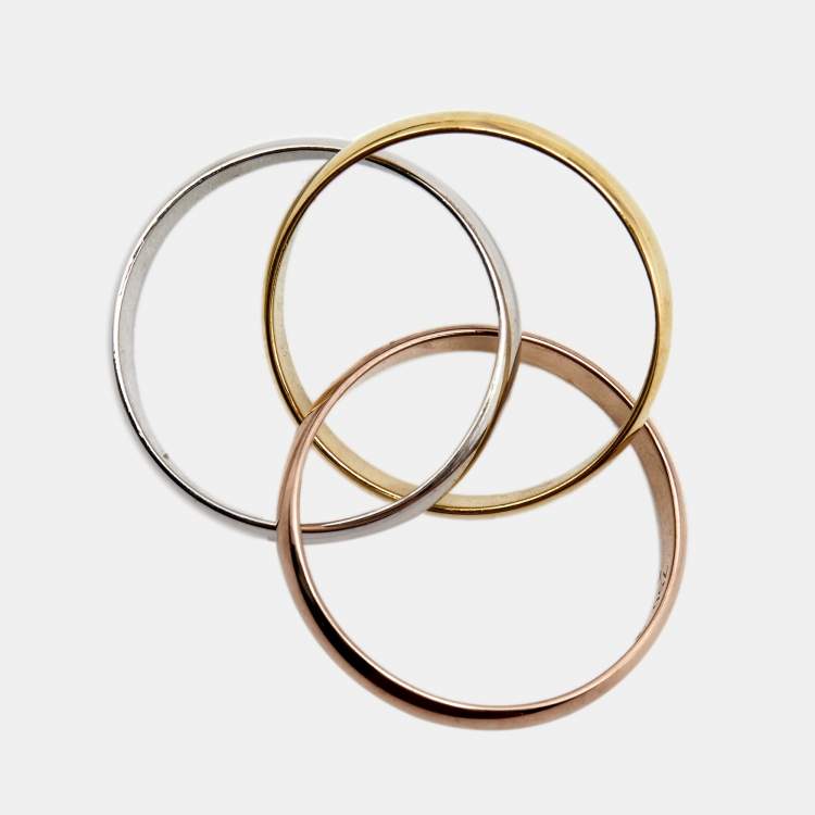 Pre Owned Cartier Trinity Classic 18K Three Tone Gold Rolling Ring 50