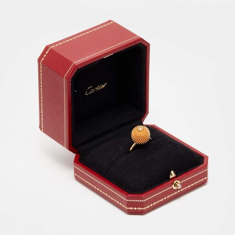Pre Owned Cartier Cactus De Cartier Diamond 18k Rose Gold Ring Size 54