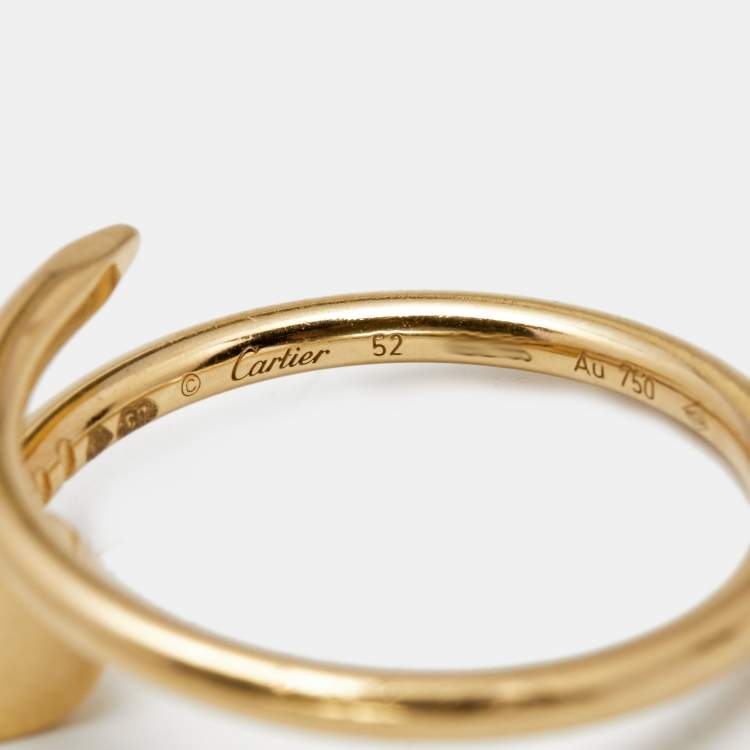 Pre Owned Cartier Juste Un Clou 18k Yellow Gold Small Model Ring Size 52