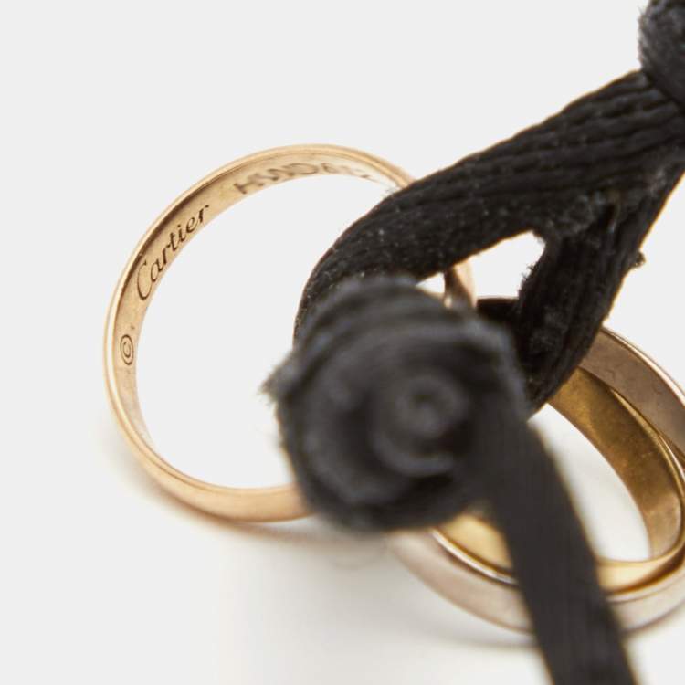 Pre Owned Cartier Trinity 18k Three Tone Gold Adjustable Black Cord Bracelet