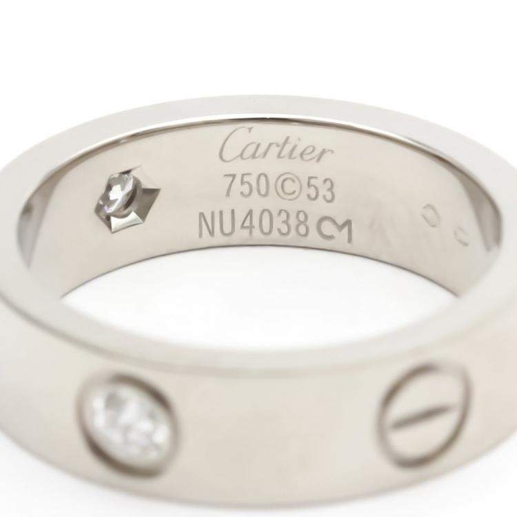 Pre Owned Cartier Love 18K White Gold Diamond Ring EU 53