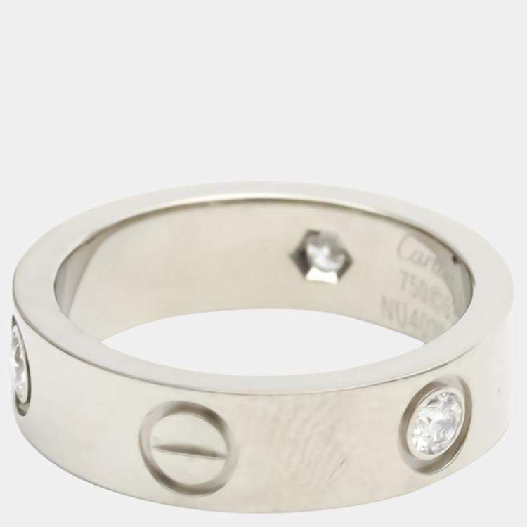 Pre Owned Cartier Love 18K White Gold Diamond Ring EU 53