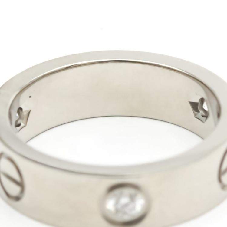 Pre Owned Cartier Love 18K White Gold Diamond Ring EU 53
