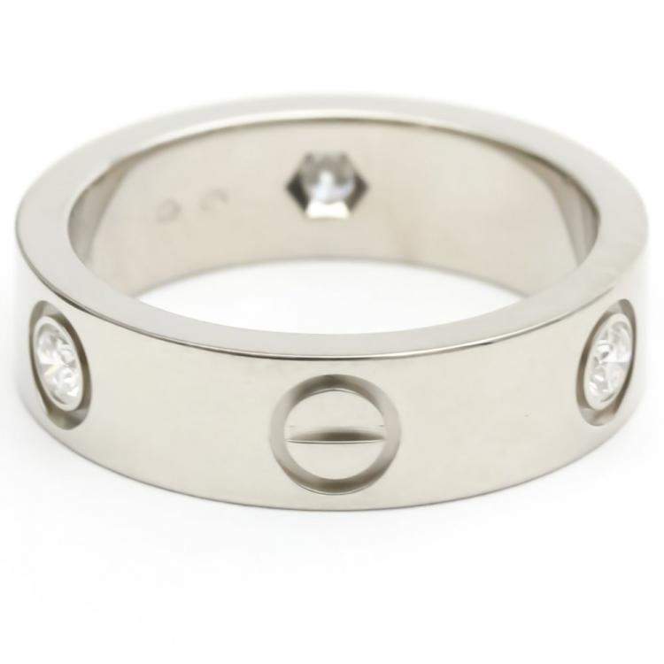 Pre Owned Cartier Love 18K White Gold Diamond Ring EU 53