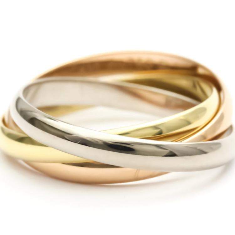 Pre Owned Cartier Trinity 18K Yellow Rose and White Gold Ring EU 52
