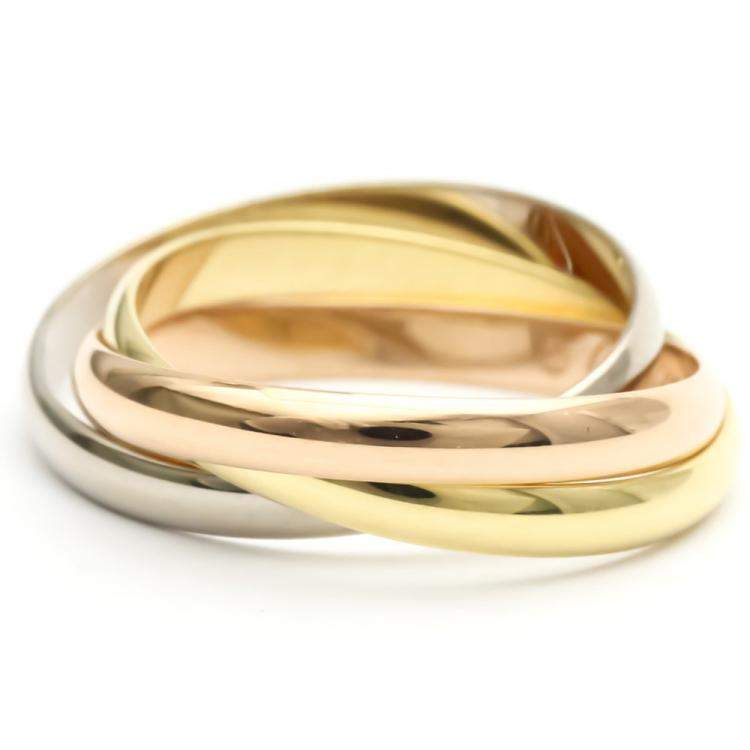 Pre Owned Cartier Trinity 18K Yellow Rose and White Gold Ring EU 52