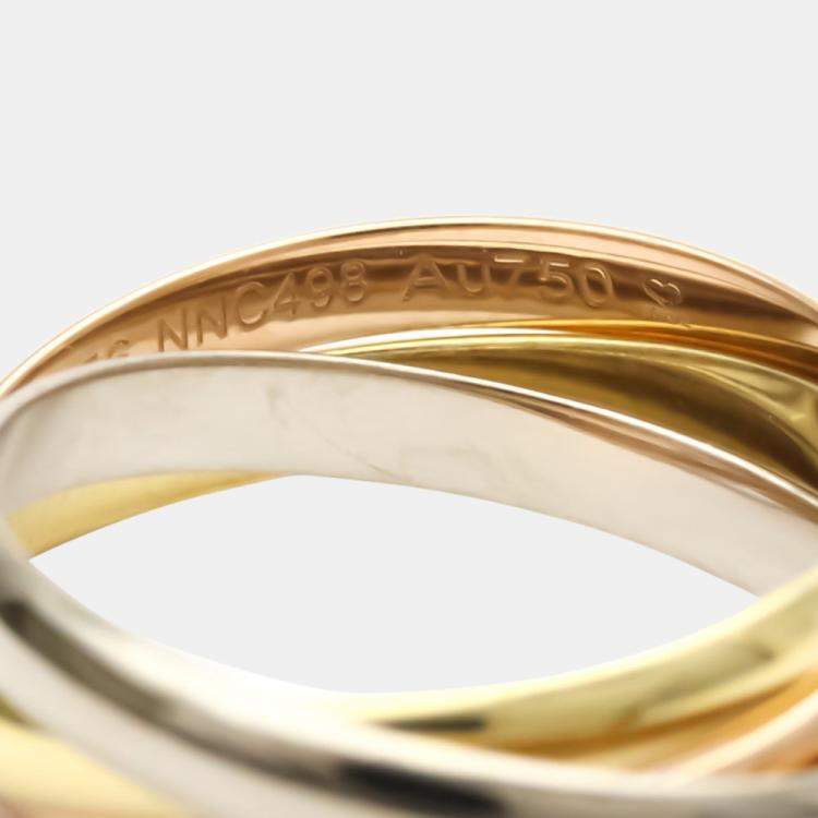 Pre Owned Cartier Trinity 18K Yellow Rose and White Gold Ring EU 52