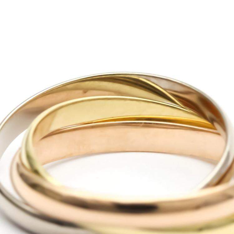 Pre Owned Cartier Trinity 18K Yellow Rose and White Gold Ring EU 52